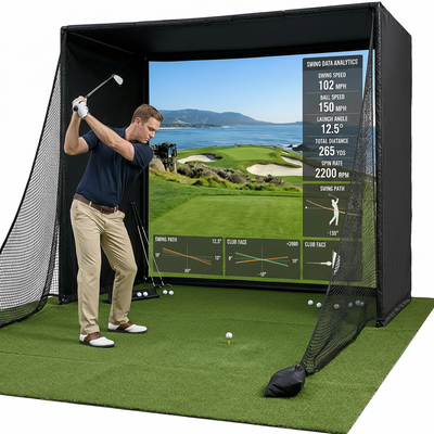 Golf Simulator Impact Screen, 4Mm Thick HD Golf Impact Screen for Indoor Outdoor Practice, Reinforced Grommets for Extended Lifespan, Quiet Impact Polyester Mesh Fabric, Storage Bag Included