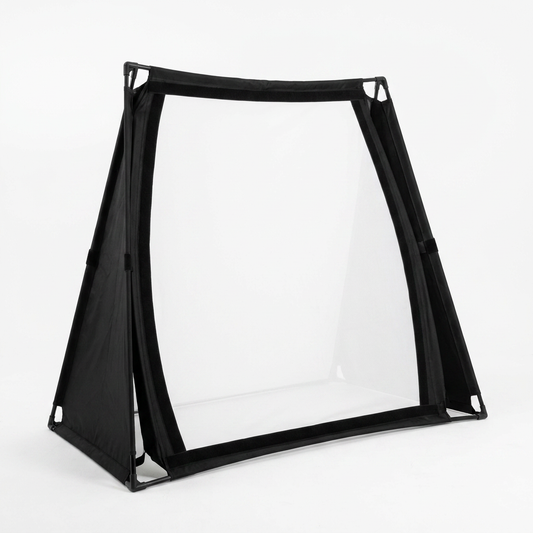 DIY Golf Simulator Impact Screen Frame Enclosure Kit Set, Use with Simulators, Durable Fabric with Velcro, Reinforced Black Border, 9.8'X9.8'X4.9' — Studio Shot