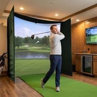 DIY Golf Simulator Impact Screen Frame Enclosure Kit Set, Use with Simulators, Durable Fabric with Velcro, Reinforced Black Border, 9.8'X9.8'X4.9' — Lifestyle