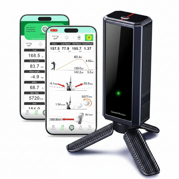 Portable Golf Launch Monitor Pro X1 Plus, Simulators for Home & Training, Mobile Launch Monitor for Golf Swing Analysis, Tracker & Swing Analyzer, Indoor Outdoor Use, up to 12 Hours Battery Life.